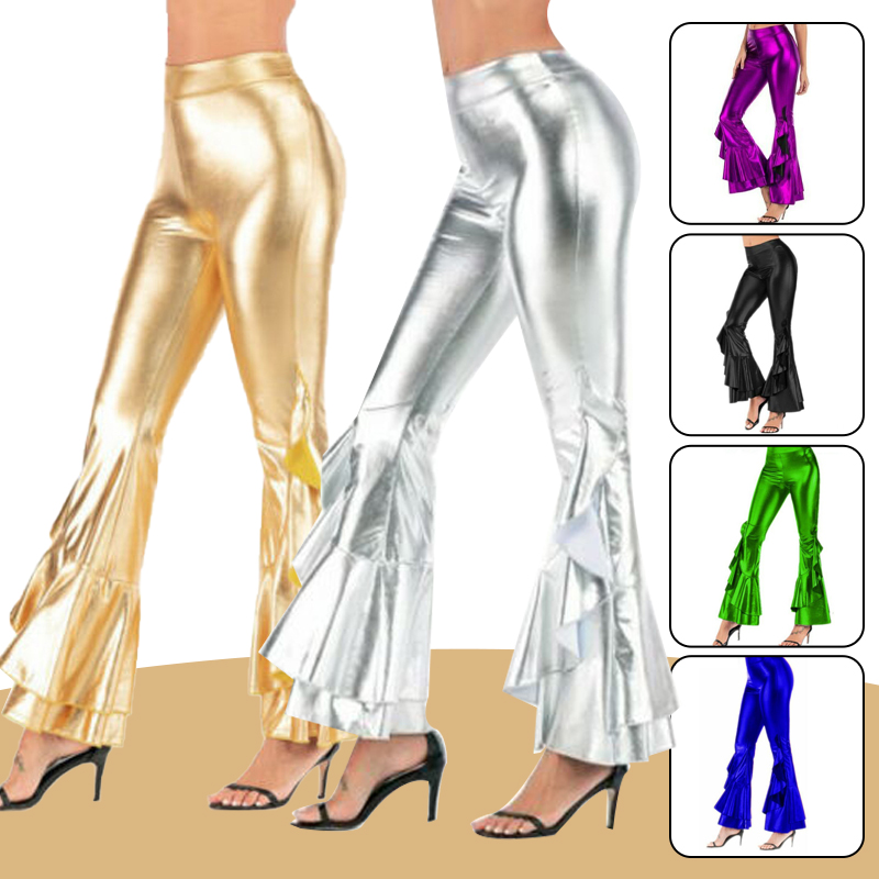 Women Shiny Flare Trousers Met - đánh giá và giá Wide Leg Trouser 70S