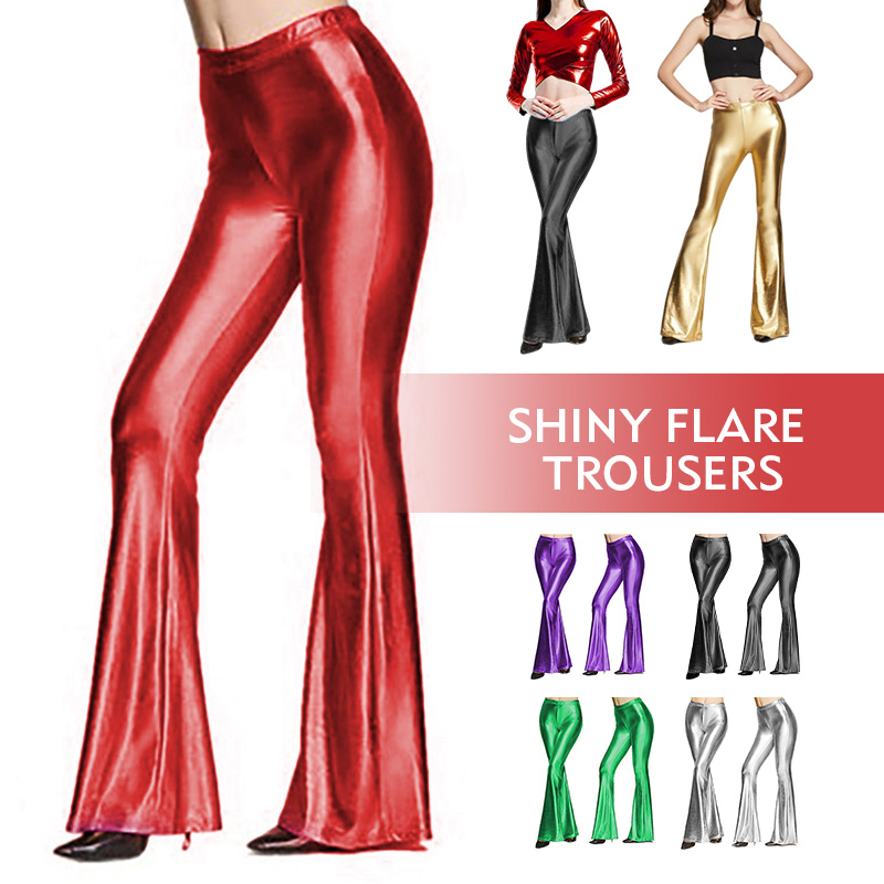 Women Shiny Flare Trousers Met - đánh giá và giá Wide Leg Trouser 70S