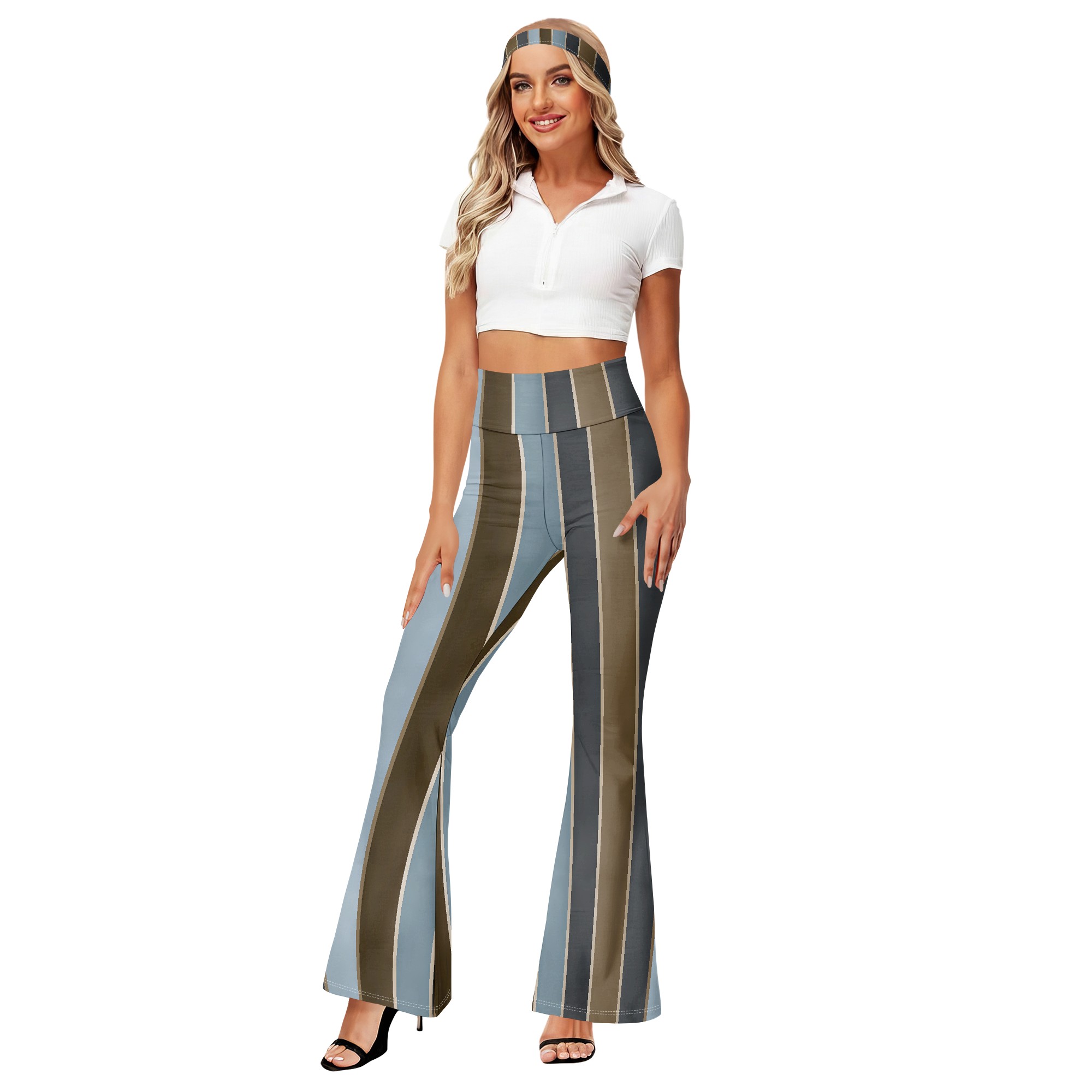 Striped High Waist Flare Pants - đánh giá và giá Wide Leg Trouser 70S
