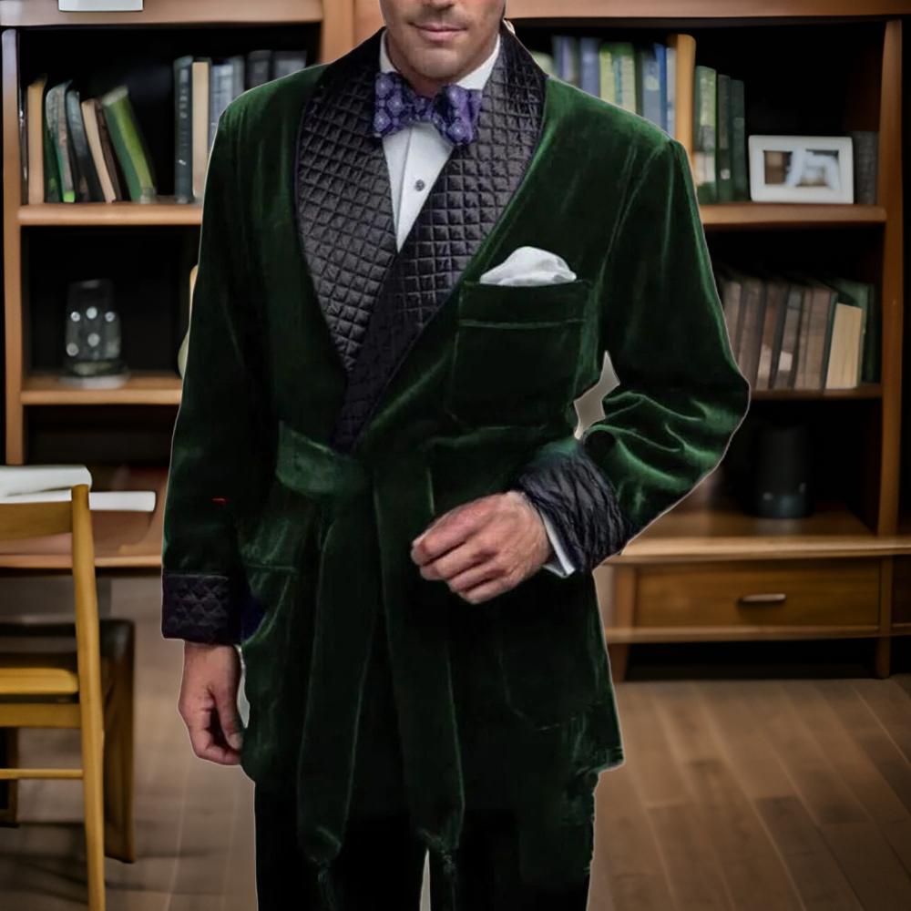 Green Velvet Smoking Suit Jack - đánh giá và giá Vintage Trench Coat