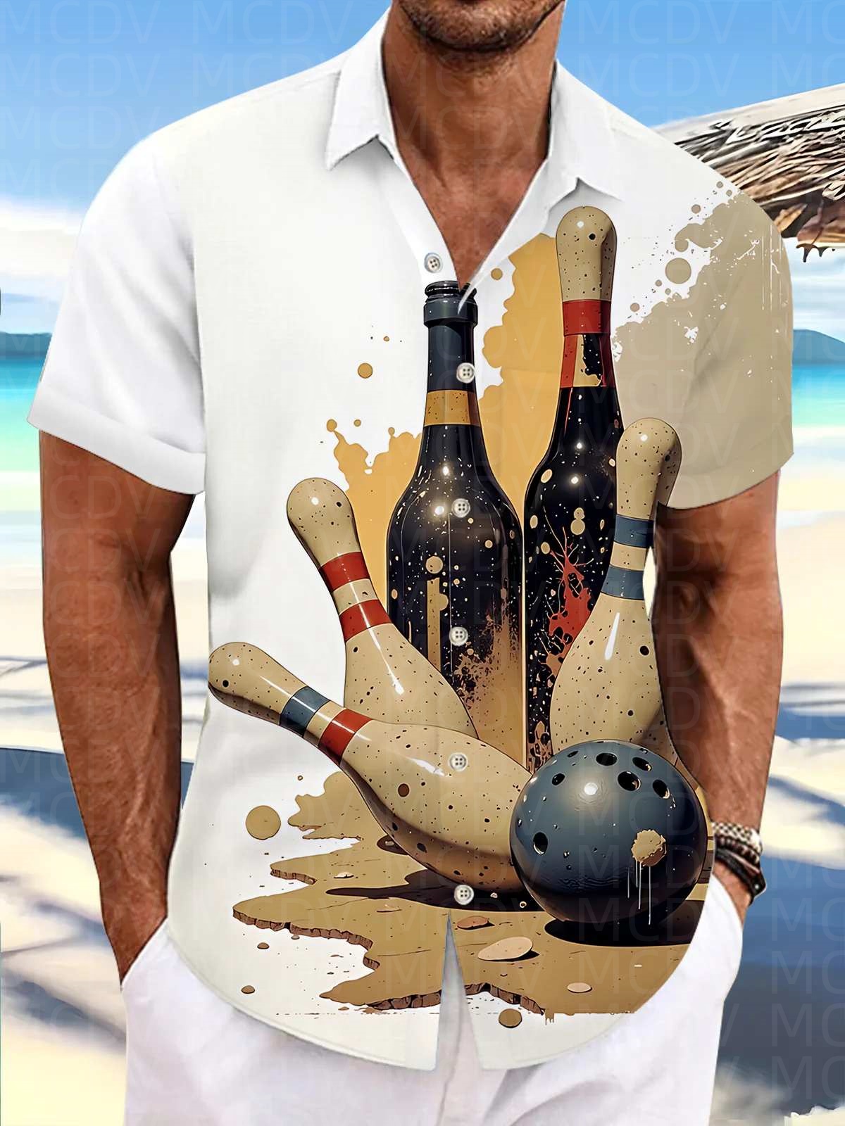 Bowling Pattern Men's Hawaiian - đánh giá và giá Bowling Shirt Camp