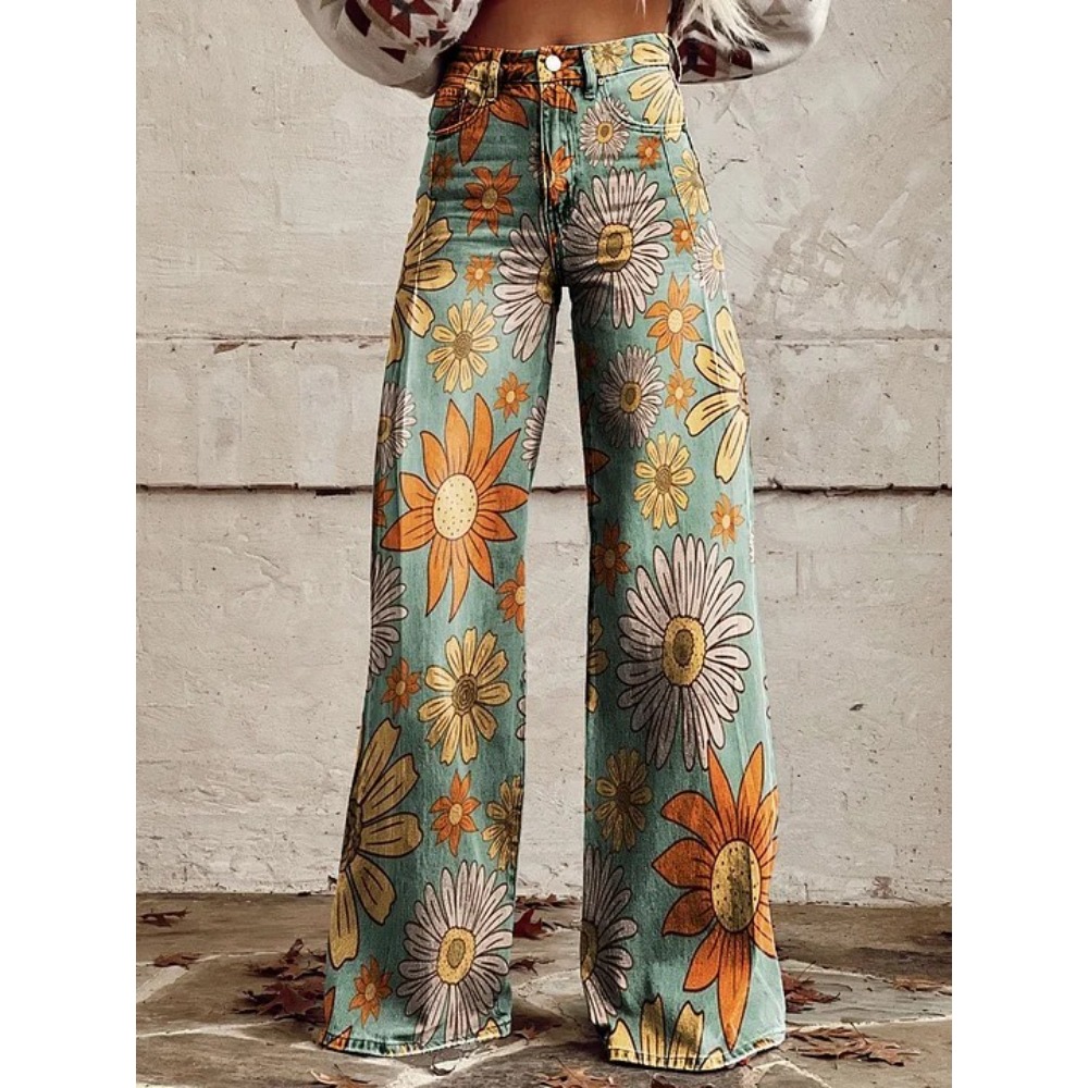 Women's Cute Retro Wave Daisy  - đánh giá và giá Wide Leg Trouser 70S