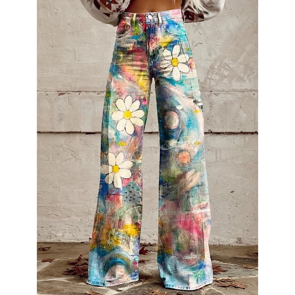 Women's Cute Retro Wave Daisy  - đánh giá và giá Wide Leg Trouser 70S